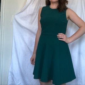Madewell Emerald green fit and flare dress